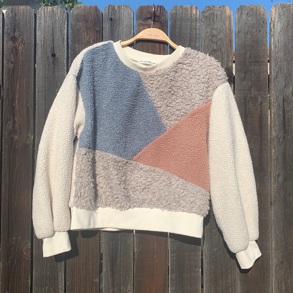 Fuzzy Color Block Sweater